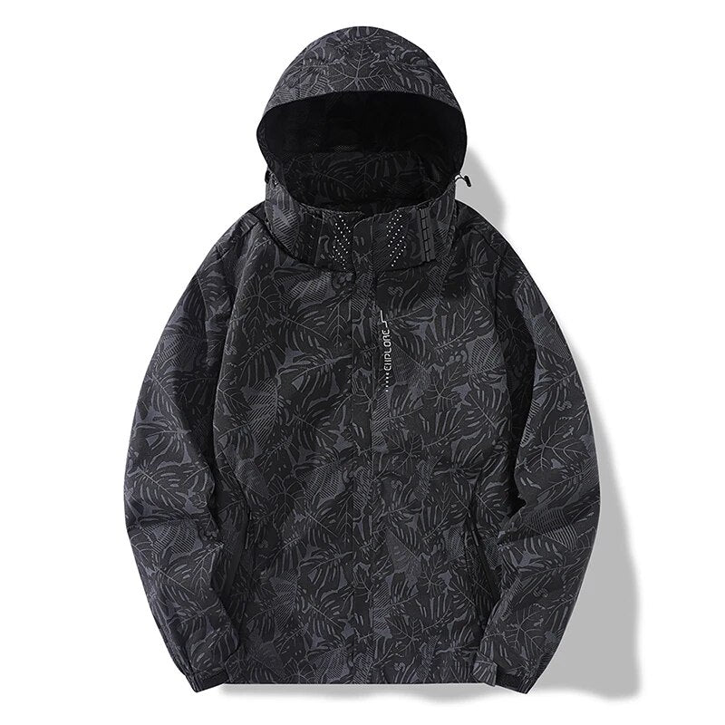 2023 Men's Camouflage Print Hooded Outdoor Jackets Waterproof Male Loose Coats Spring Unisex Outwear