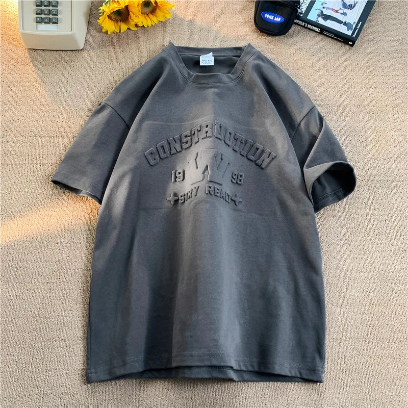 2024 Summer Three-dimensional Letters Short-sleeved O-neck T-shirt Casual Loose Men's T-shirts Basic Models Unisex Tshirt