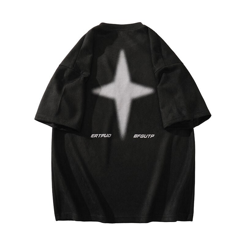 Gothic Men's Tshirts Foaming Printing Fashion Loose Tops High Street Youth Short Sleeve Man Women Unisex Tee Shirt