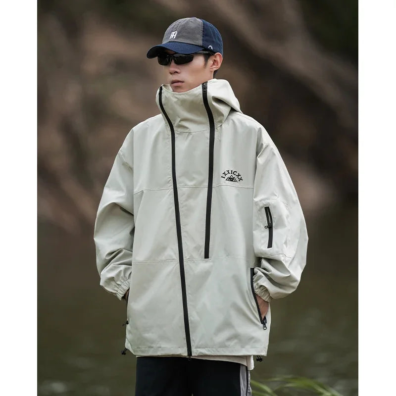 Men's Waterproof Jacket Large Size 5XL Classic Hoodie Mountain System Casual Outdoor Sports Tops Men's Hundred Clothing