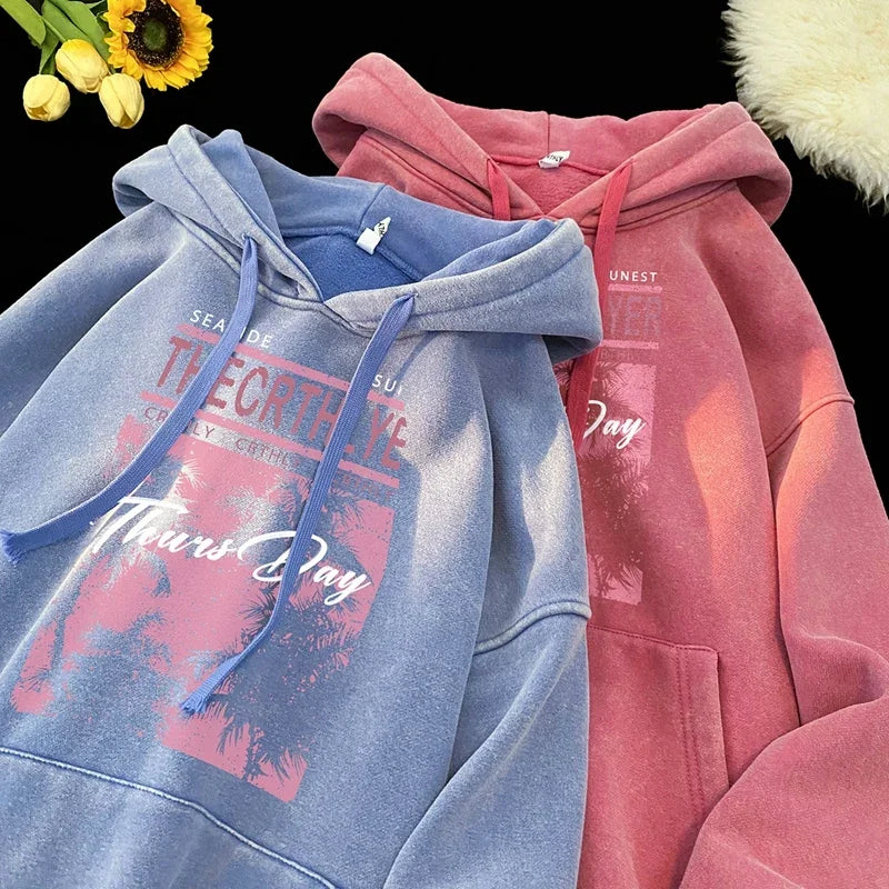 Over Size Washed Hoodies Fall New Fashion Brand Letter Graphic Men's Hoodie Sweatshirt Gothic Streetwear Unisex Hooded Pullovers