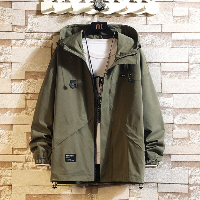 Autumn Brand Zipper Coat Outdoor Casual Rainproof Slim Jacket Men Waterproof Windbreaker With Pockets Hooded jackets Black Green
