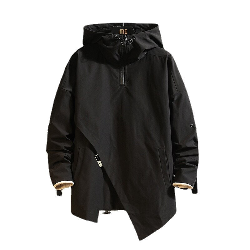 Men Windbreaker Hooded Cargo Jacket Mens Autum Winter Pocket 5XL Jacket Male Casual Streetwear Jacket Coats Gothic Hiphop