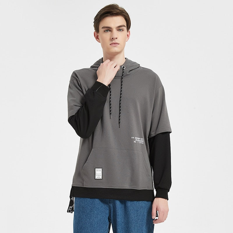 New Hoodie Sweatshirt Mens Hip Hop Pullover Hoodies Streetwear Casual Fashion Clothes Colorblock Hoodie Cotton