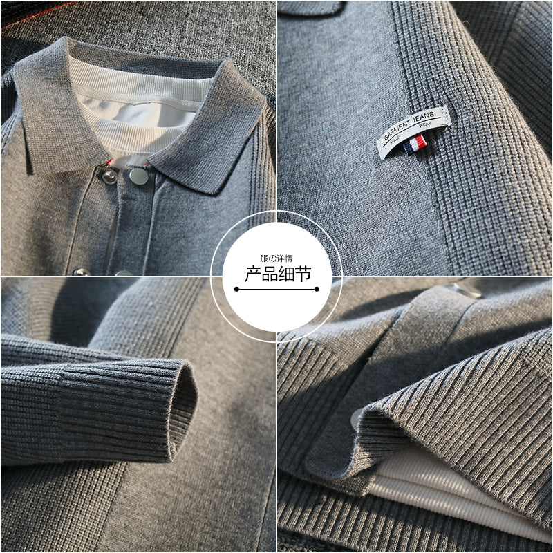 Retro Color Block Striped Knitted Cardigan New Autumn Winter Men's Sweater Classic Unisex Button-front Sweater