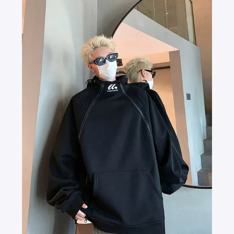 2024 Autumn Zip Designer Sport Coat Retro Hooded Sweatshirt Fashion Loose Trend Pocket Hoodie Women Men Clothing Black