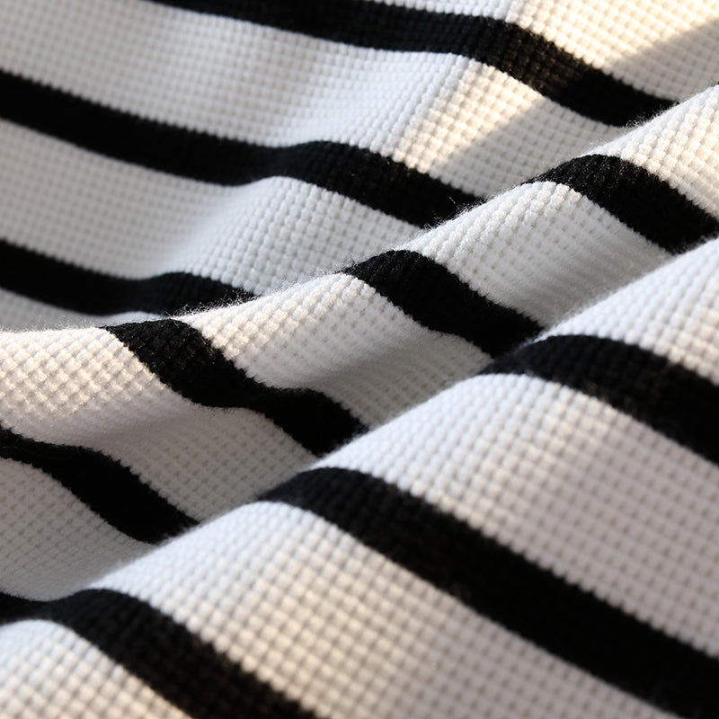 Fake Two Pieces Denim Splicing Jumper Korean Style Striped Long-sleeved Polo Shirt Men Women Casual Tops 2025 Autumn New Sweater