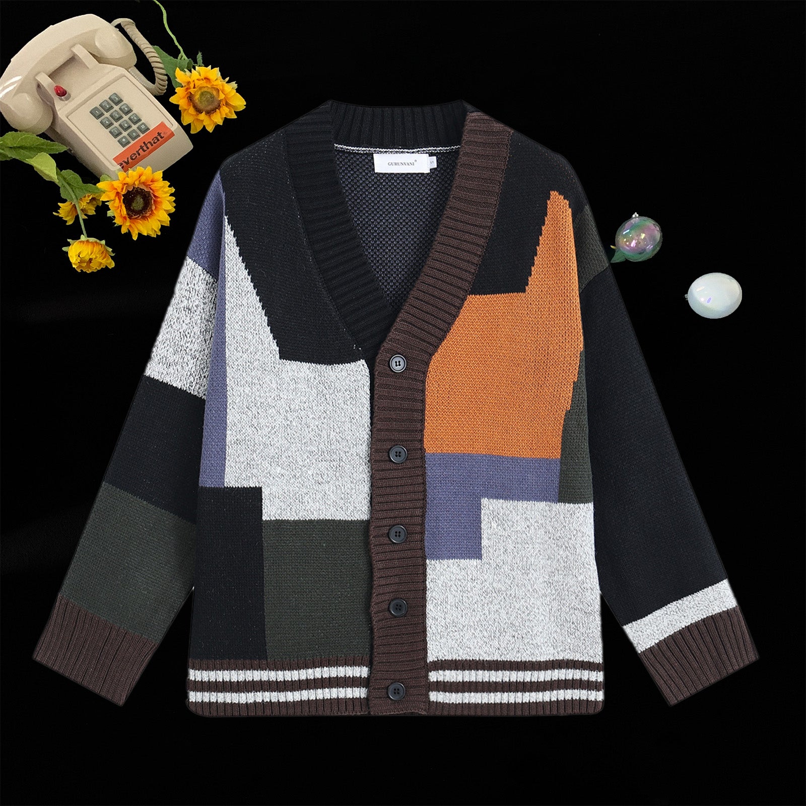 Autumn Winter Good Quality Vintage Geometric Pattern Men Women Casual Sweater Cardigan Multicolor Streetwear Loose Wool Knitwear