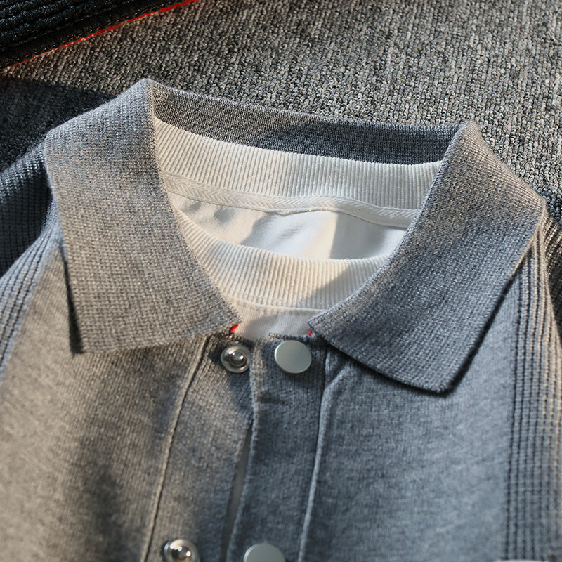 Retro Color Block Striped Knitted Cardigan New Autumn Winter Men's Sweater Classic Unisex Button-front Sweater