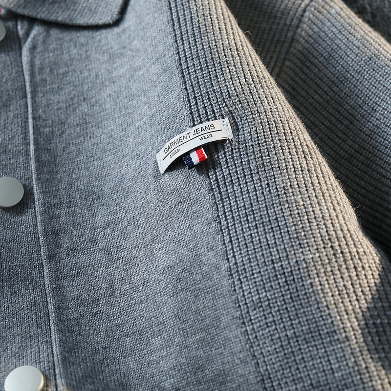 Retro Color Block Striped Knitted Cardigan New Autumn Winter Men's Sweater Classic Unisex Button-front Sweater