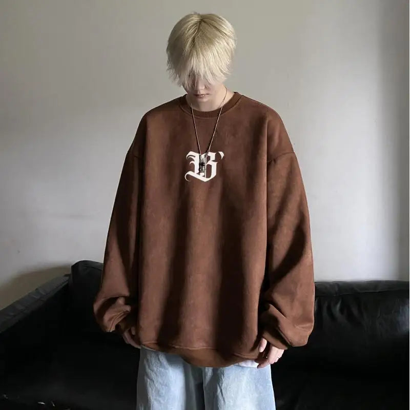 High Street Men Sweatshirt Angel Wing Graphic Printed Gothic Style Pullover Sweatshirts Oversize Baggy Hip Hop Round Neck Hoodie