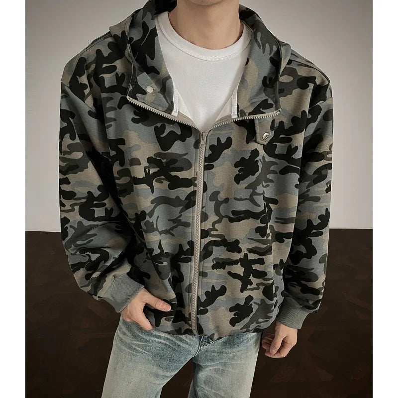 Camouflage Hooded Sweatshirt Men's and Women's Trendy Street Style Couple's Clothes Loose Zipper Jacket 2025 Autumn New Hoodies