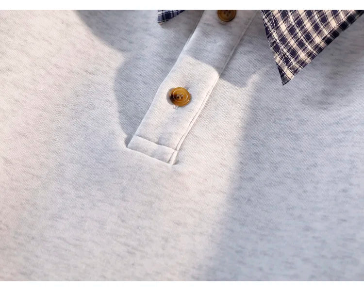 2025 Fall New Arrival Men's Fake Two-Piece Polo Neck Sweatshirt Versatile Casual Long-Sleeve Top Trendy Oversized Sweatshirt