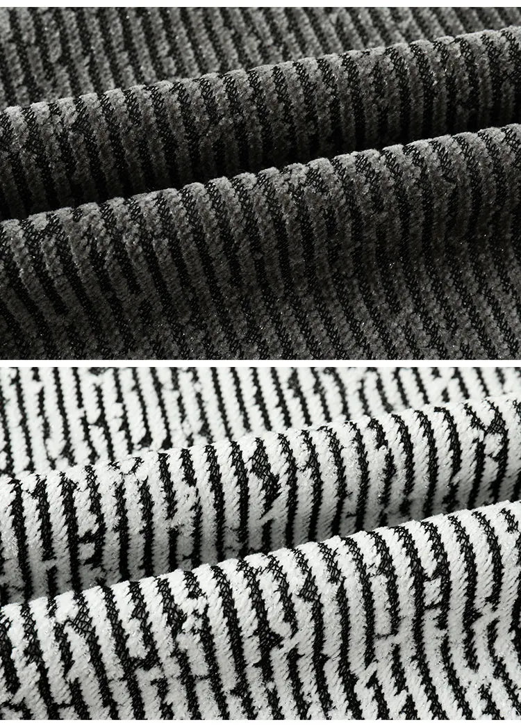 Retro Black White Checkered Splicing Striped Sweatshirts Loose Couples Clothing 2025 Autumn New Knit Sweatshirt Polo Shirt