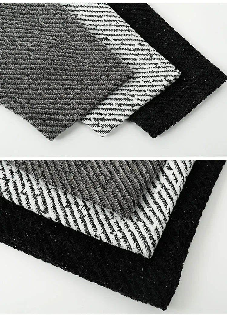 Retro Black White Checkered Splicing Striped Sweatshirts Loose Couples Clothing 2025 Autumn New Knit Sweatshirt Polo Shirt