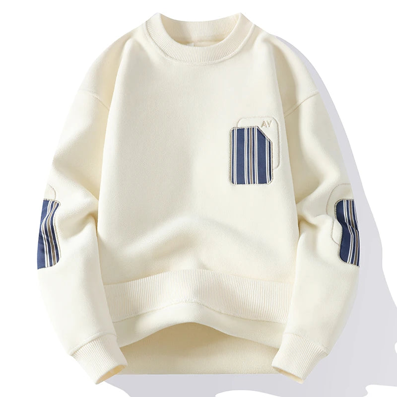 Fashion Long Sleeve Round Neck Sweatshirts Streetwear Men Loose Pullovers Trend Autumn Casual Outerwear Classic Mens Top