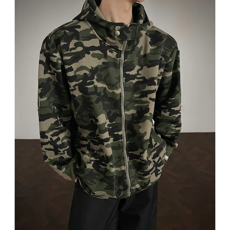 Camouflage Hooded Sweatshirt Men's and Women's Trendy Street Style Couple's Clothes Loose Zipper Jacket 2025 Autumn New Hoodies