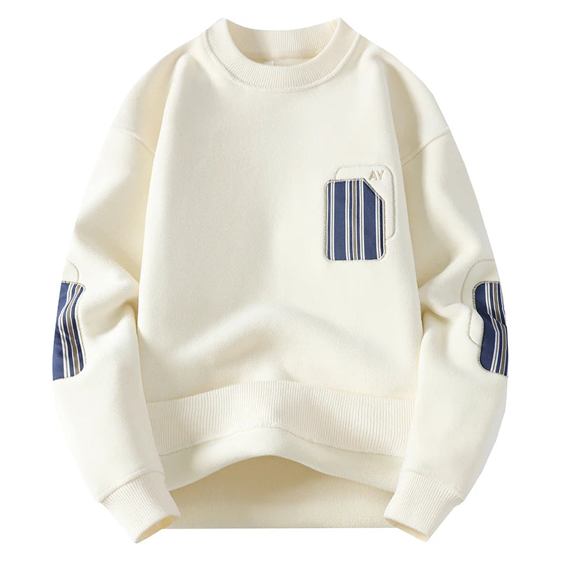 Fashion Long Sleeve Round Neck Sweatshirts Streetwear Men Loose Pullovers Trend Autumn Casual Outerwear Classic Mens Top