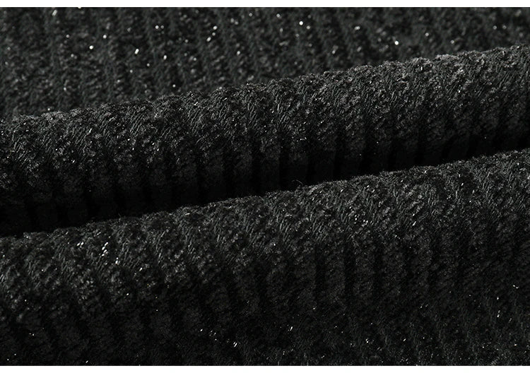 Retro Black White Checkered Splicing Striped Sweatshirts Loose Couples Clothing 2025 Autumn New Knit Sweatshirt Polo Shirt