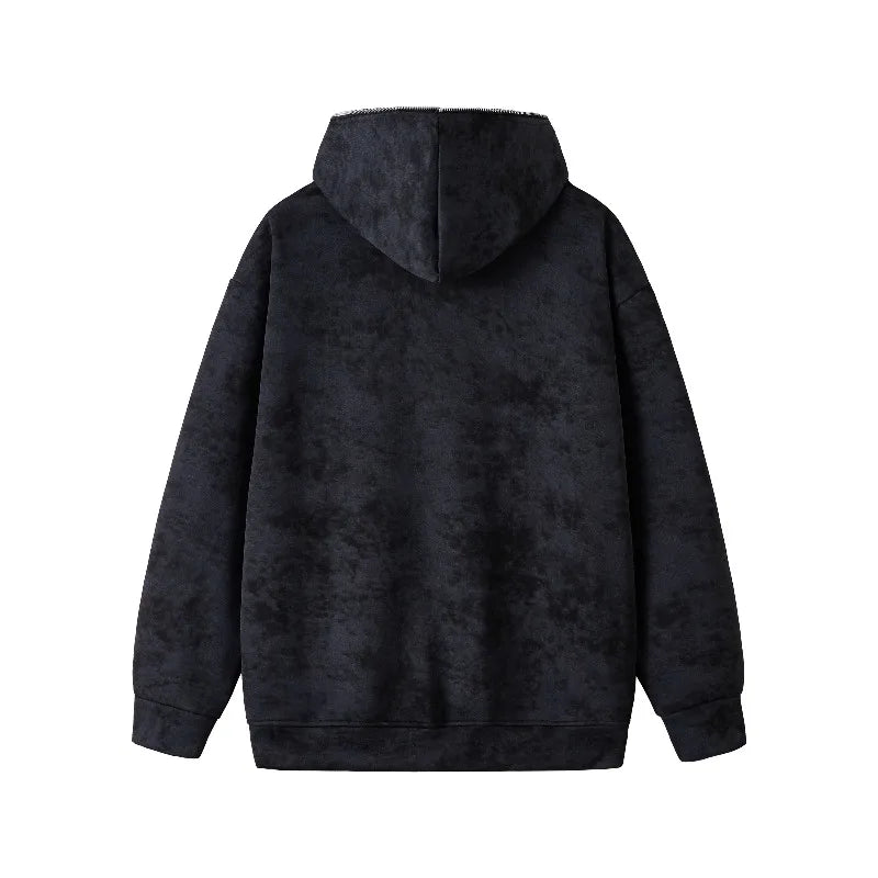 2025 New Men's Hooded Sweatshirt Zip Standing Collar Metal Rivet Design Hoodie Tie-Dye Gradient Oversize Street Hoodies