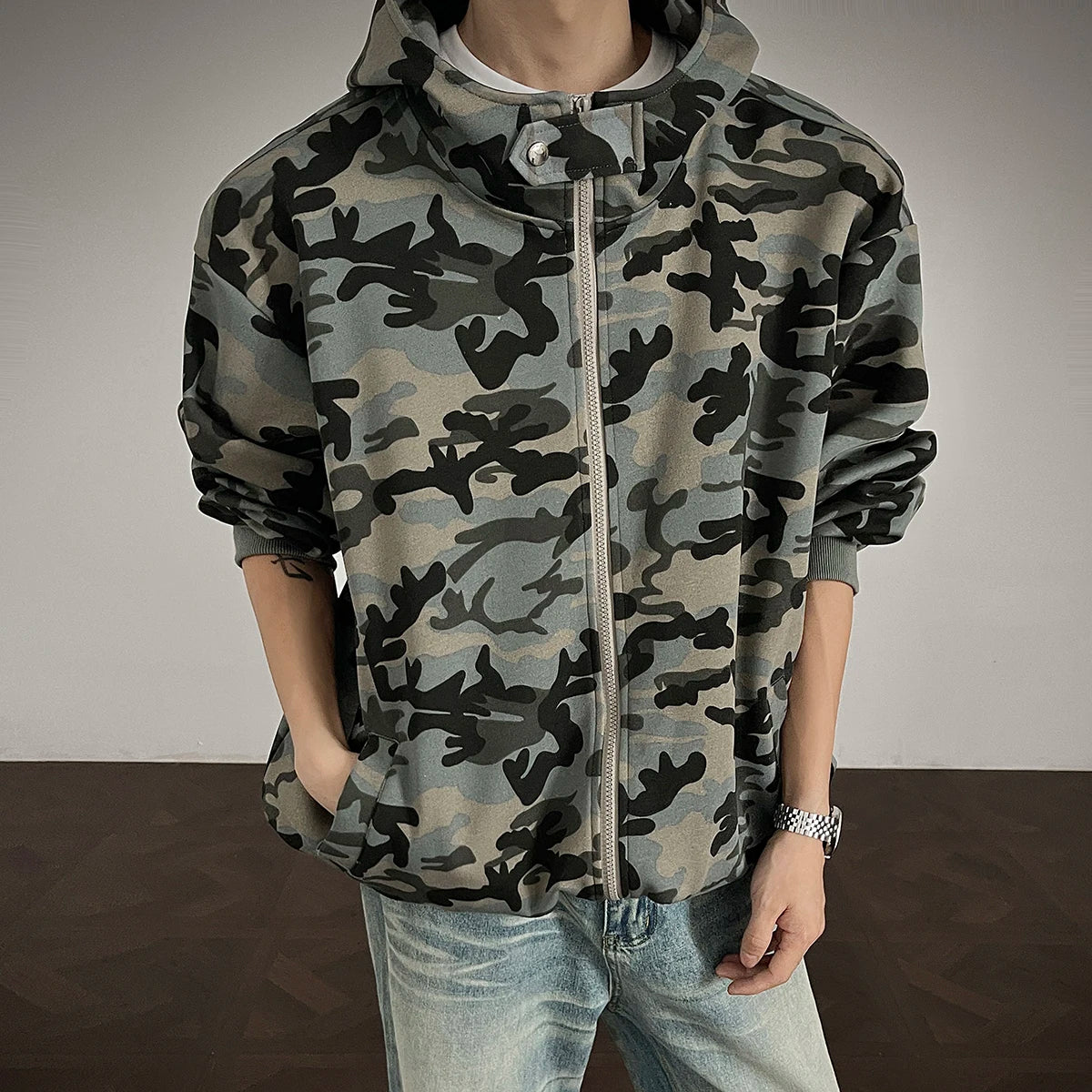 Camouflage Hooded Sweatshirt Men's and Women's Trendy Street Style Couple's Clothes Loose Zipper Jacket 2025 Autumn New Hoodies