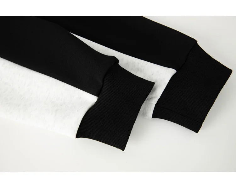 2025 New American Retro Collision POLO Collar Men's Sweatshirts Korean College Style Couples Clothing Autumn Casual Sweatshirt