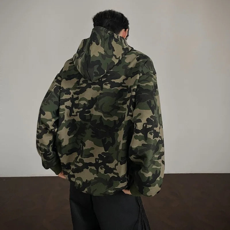 Camouflage Hooded Sweatshirt Men's and Women's Trendy Street Style Couple's Clothes Loose Zipper Jacket 2025 Autumn New Hoodies