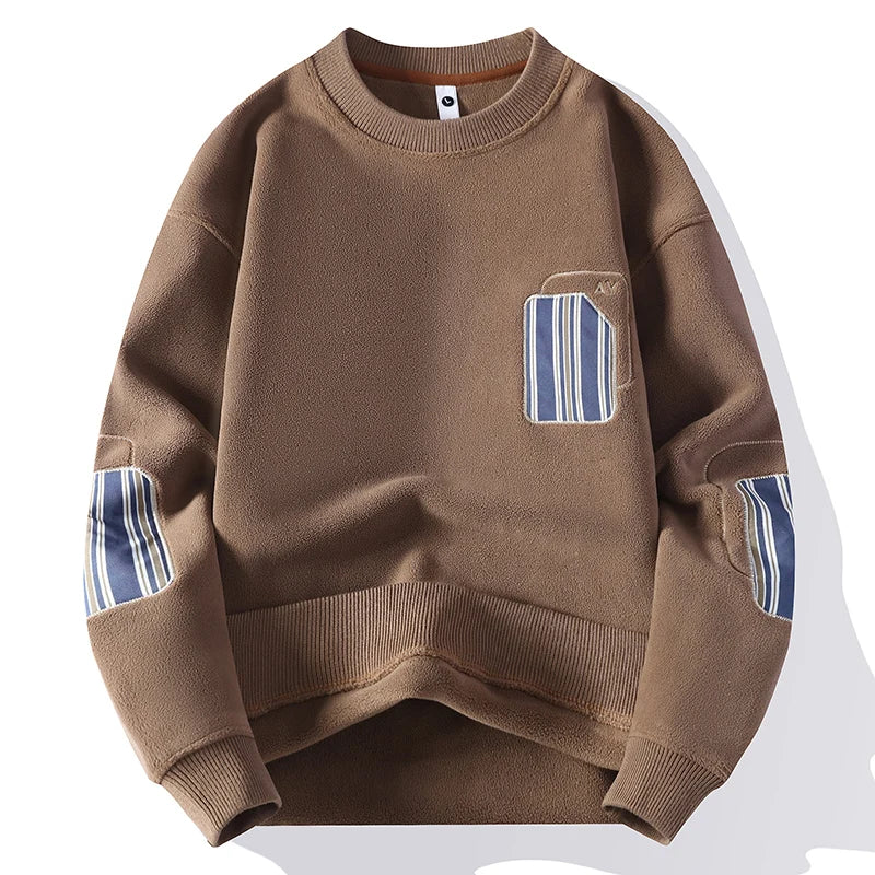 Fashion Long Sleeve Round Neck Sweatshirts Streetwear Men Loose Pullovers Trend Autumn Casual Outerwear Classic Mens Top