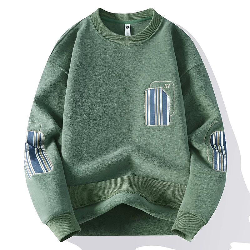 Fashion Long Sleeve Round Neck Sweatshirts Streetwear Men Loose Pullovers Trend Autumn Casual Outerwear Classic Mens Top