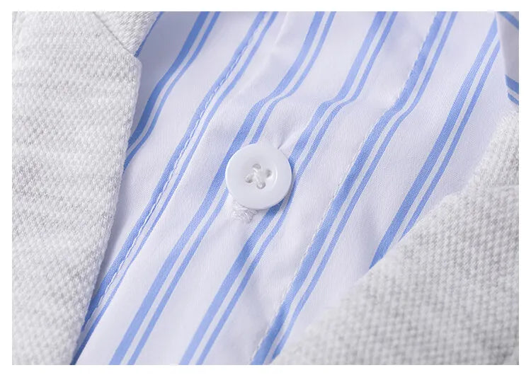 New Versatile Polo Shirt Fake Two Pieces Sweatshirt for Men Streetwear Long Sleeve Sweatshirts Contrast Pullover