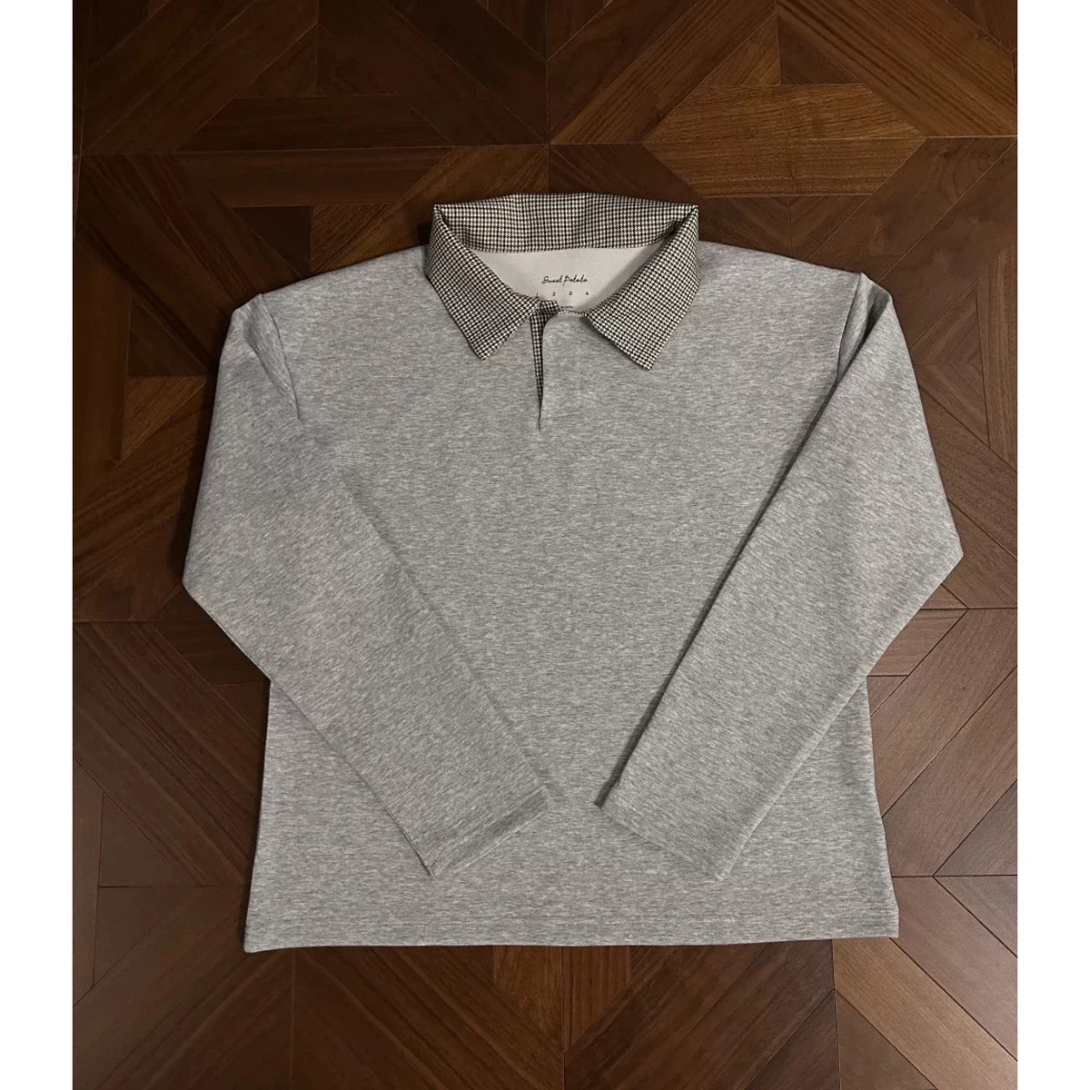 Men's Casual Polo Shirt Long-sleeved Plaid Collar Design Simple Versatile Unisex Sweatshirt Daily Commuting Tide Bottoming Shirt