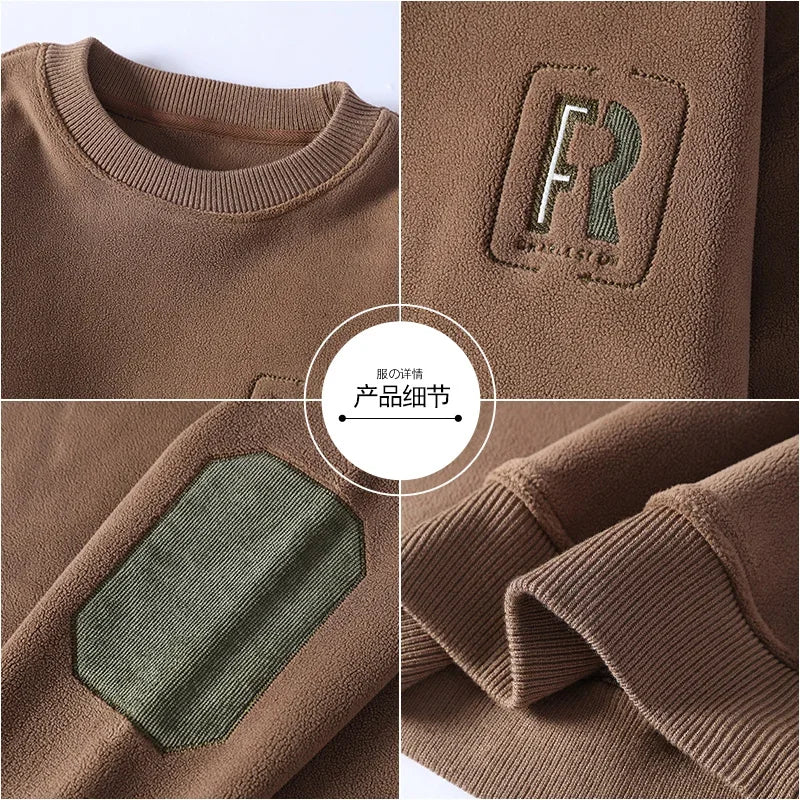 High Qulity Fleece Crew Neck Sweatshirt For Men Alphabet Embroidery Graphic Pullovers Casual Fashion Women Knitwear