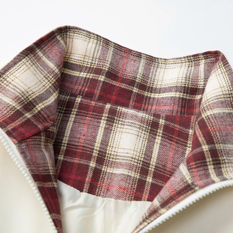 Funky Plaid Clash Jacket  Autumn Men's New Aviator Jacket Outdoor Casual Zip Loose Fit Bomber Jacket