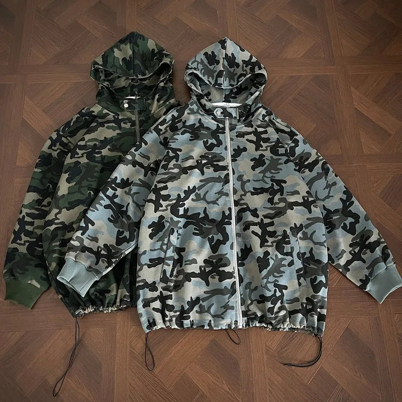 Camouflage Hooded Sweatshirt Men's and Women's Trendy Street Style Couple's Clothes Loose Zipper Jacket 2025 Autumn New Hoodies