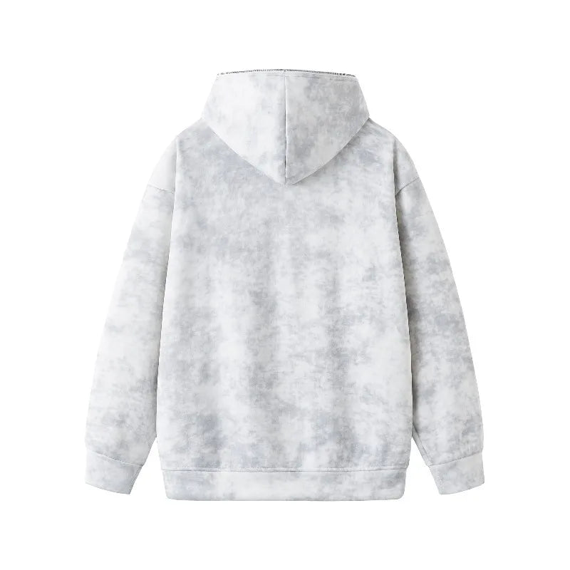 2025 New Men's Hooded Sweatshirt Zip Standing Collar Metal Rivet Design Hoodie Tie-Dye Gradient Oversize Street Hoodies