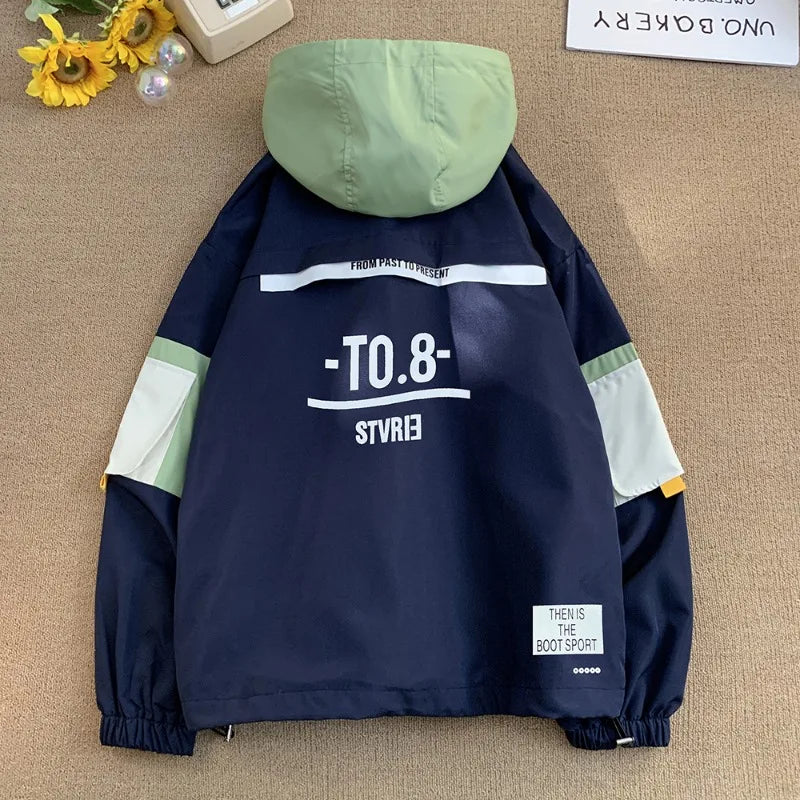 Hip Hop Men's Jacket Streetwear Hooded Jackets Men Waterproof Clothes Mens Windbreaker Coat Male Outwear