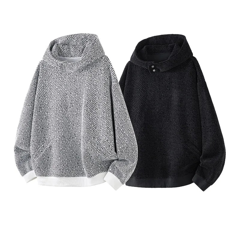 2025 Autumn Winter New Striped Hooded Sweater Korean Lazy Wind Hoodie Men's Long-sleeved Tops Unisex Hoodies