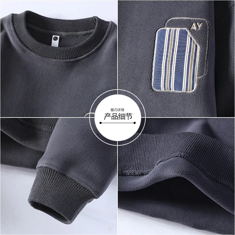 Fashion Long Sleeve Round Neck Sweatshirts Streetwear Men Loose Pullovers Trend Autumn Casual Outerwear Classic Mens Top