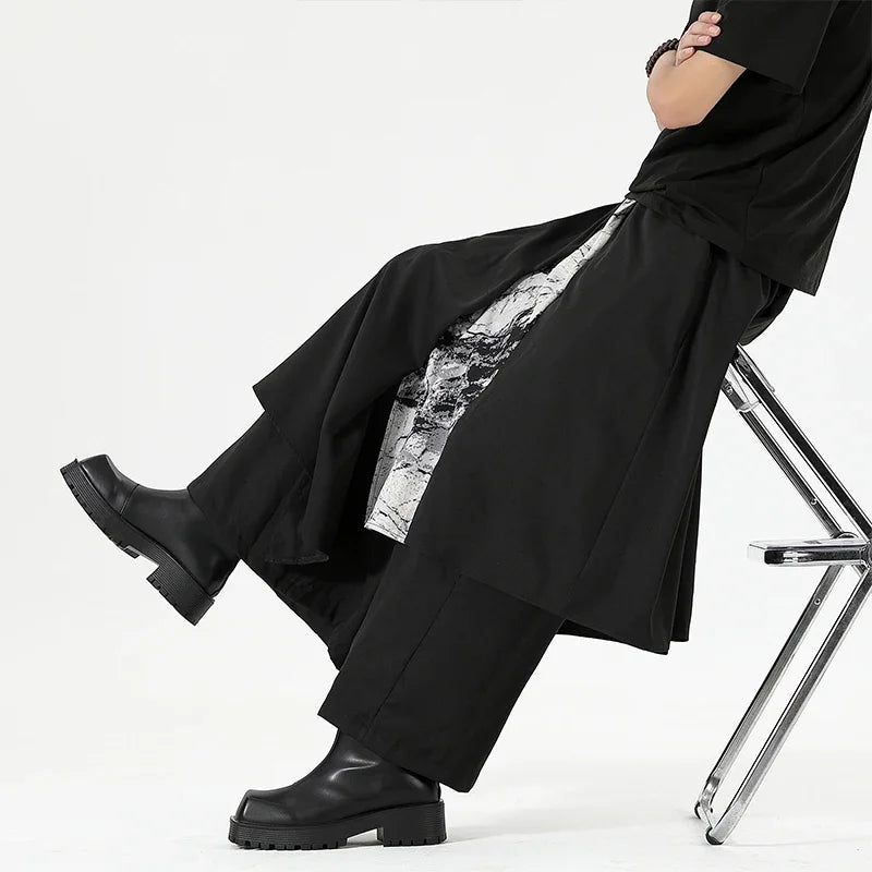 Yamamoto Wind Dark Department Skirt Pants Men Design Sense Irregular Wide-leg Pants Trend Loose Casual Women Men Clothing