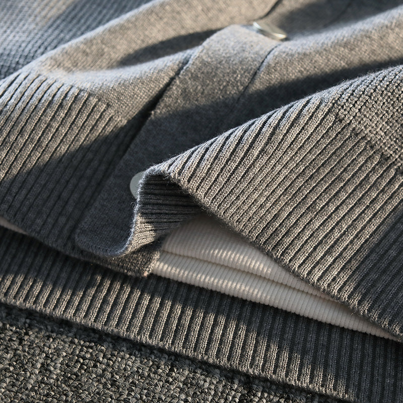 Retro Color Block Striped Knitted Cardigan New Autumn Winter Men's Sweater Classic Unisex Button-front Sweater