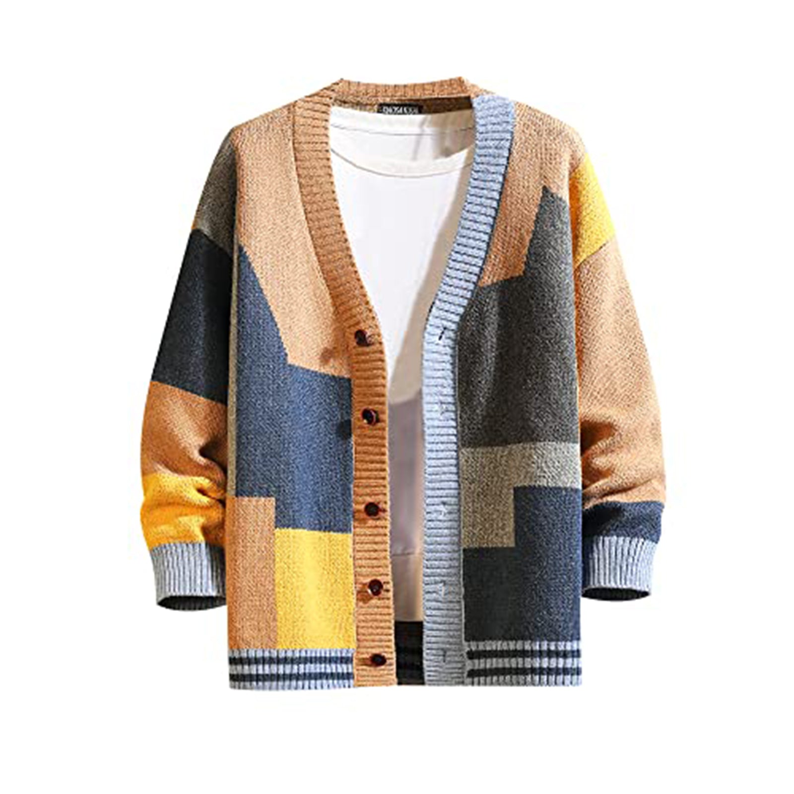 Autumn Winter Good Quality Vintage Geometric Pattern Men Women Casual Sweater Cardigan Multicolor Streetwear Loose Wool Knitwear
